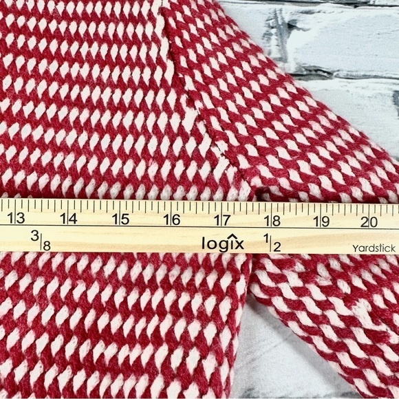 Talbots Pure Merino Wool Cardigan Red White Size Medium Christmas Winter Cozy - Picture 7 of 9